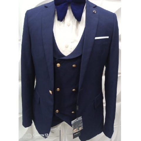 NAVY BLUE 3 PIECE SUIT WITH ONE BUTTON  | AVAILABLE IN ALL SIZES (MADU) (N)