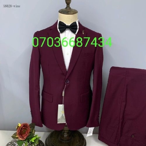 WINE COLOUR SUIT WITH ONE BUTTON  | AVAILABLE IN ALL SIZES (MADU) (N)