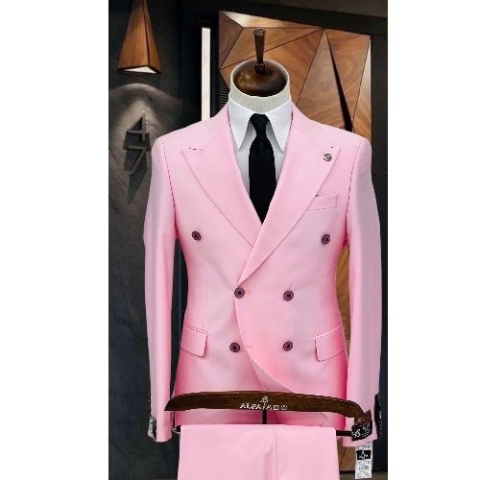 PINK DOUBLE BREASTED SUIT | AVAILABLE IN ALL SIZES (NIFA) (N)