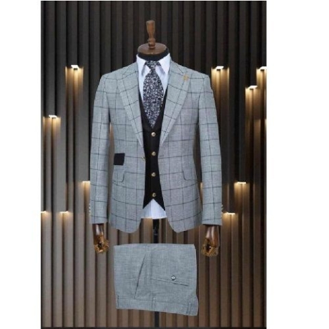 GREY AND BLACK ( 3 PIECES ) TURKEY SUIT | AVAILABLE IN ALL SIZES (NIFA) (N) 