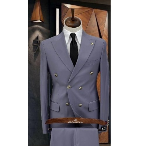 GREY DOUBLE BREASTED SUIT | AVAILABLE IN ALL SIZES (NIFA) (N) 