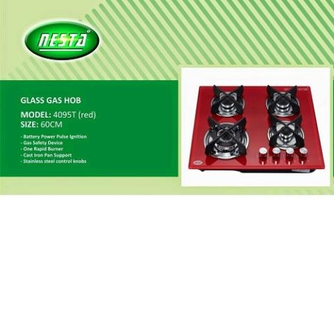 NESTA GLASS GAS HOB RED